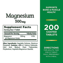 Load image into Gallery viewer, Nature’s Bounty Magnesium, Bone and Muscle Health, Tablets, 500 mg, 200 Ct