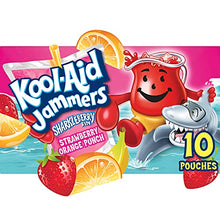 Load image into Gallery viewer, Kool-Aid Jammers Sharkleberry Fin Strawberry Orange Punch Artificially Flavored Kids Soft Drink (10 ct Box, 6 fl oz Pouches)