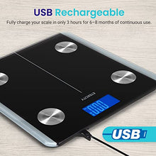 Load image into Gallery viewer, Etekcity Scales for Body Weight, Bathroom Digital Weight and Body Fat Scale for BMI, Rechargeable Smart Bluetooth Body Composition Analyzer, Sync Data with Other Fitness Apps Black 11.8x11.8 Inch