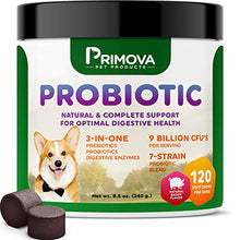 Load image into Gallery viewer, Primova Probiotics for Dogs - Natural Digestive Enzymes for Dogs - 9 Billion CFU Canine Probiotics & Prebiotics for Digestion, Immunity, Bad Breath - Relieves Diarrhea, Gas, Constipation - 120 Chews