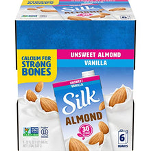 Load image into Gallery viewer, Silk Almond Milk, Unsweetened Vanilla, 32 Fluid Ounce (Pack of 6), Vanilla Flavored Non-Dairy Almond Milk, Dairy-free Milk
