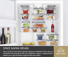 Load image into Gallery viewer, Food Storage Containers Set - Airtight Plastic Containers with Easy Snap Lids (16 Pack) - Leak Proof Kitchen & Pantry Organization - BPA-Free - 16 Chalkboard Labels & Marker - Chef’s Path