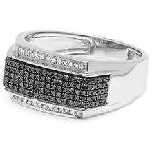 Load image into Gallery viewer, Dazzlingrock Collection 0.42 Carat (ctw) Platinum Plated Sterling Silver Black & White Diamond Men's Hip Hop Ring, Size 8
