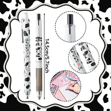 Load image into Gallery viewer, 12 Pcs Cute Cow Pen Cartoon Gel Ink Pens with Grip 0.5 mm Black Cow Print Pens Retractable Kawaii Ballpoint Pen for Home Travel Office School Supplies Friends Teachers Students Study Accessories