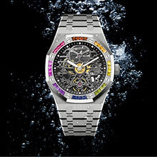 Load image into Gallery viewer, Automatic Mechanical Watch Skeleton Stainless 50M Waterproof Anti Shock Casual Diver Men Wrist Watch Sterling Watches Chronograph Analog Business Casual Fashion Adjustable Stainless Steel Band