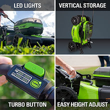 Load image into Gallery viewer, Greenworks 48V 20" Brushless Cordless Push Lawn Mower, (2) 4.0Ah USB Batteries (USB Hub) and Dual Port Rapid Charger Included (2 x 24V)