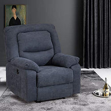 Load image into Gallery viewer, IPKIG Power Recliner Chair with Heat and Massage, Linen Recliner Sofa Chairs with USB Port for Adults for Living Room Bedroom (Blue)