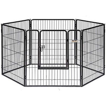 Load image into Gallery viewer, Petmate Courtyard Exercise Pen Drop Pin Design Walk-In Door Silver Crackle Finish