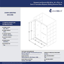 Load image into Gallery viewer, DreamLine Encore Semi-Frameless Bypass Sliding Shower Door in Satin Black, 56-60 in Width x 76 in Height, 5/16 in. (8mm) Certified Clear Tempered Glass, Smooth Gliding Open and Close. SHDR-1660760-09