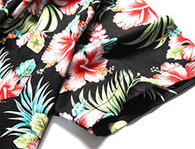 Load image into Gallery viewer, PEGENO Men's Flower Casual Button Down Short Sleeve Hawaiian Shirt White Leaves-Grey-S