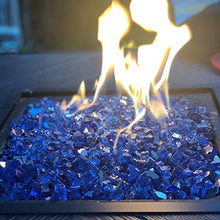Load image into Gallery viewer, GASPRO 10-Pound Fire Glass – 1/2 Inch Reflective Tempered Fireglass with Fireplace Glass and Fire Pit Glass, Cobalt Blue Reflective
