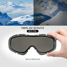 Load image into Gallery viewer, OutdoorMaster OTG Ski Goggles - Over Glasses Ski/Snowboard Goggles for Men, Women & Youth - 100% UV Protection (Black Frame + VLT 10% Grey Lens with REVO Silver)