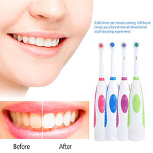 Load image into Gallery viewer, Electric Toothbrush Battery Power Round Brush Head Travel Electronic Whitening Cleaning Tooth Oral Care 3 Replacement heads(Green)