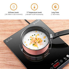 Load image into Gallery viewer, Portable Induction Cooktop, iSiLER 1800W Sensor Touch Electric Induction Cooker Cooktop with Kids Safety Lock, 18 Power 17 Temperature Setting Countertop Burner with Timer