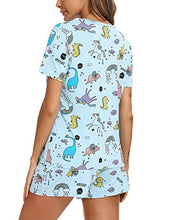 Load image into Gallery viewer, EISHOPEER Women's Cute Rainbow Print Tee and Shorts Pajama Set Light Blue L