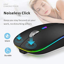 Load image into Gallery viewer, LED Wireless Mouse, Uiosmuph G12 Slim Rechargeable Wireless Silent Mouse, 2.4G Portable USB Optical Wireless Computer Mice with USB Receiver and Type C Adapter (Matte Black)