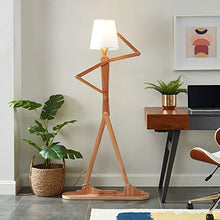 Load image into Gallery viewer, HROOME Modern Contemporary Decorative Wood Floor Lamp Reading Standing Adjustable Light for Kids Boys Girls Living Room Bedroom Office Farmhouse - with LED Bulb (Ash)