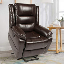 Load image into Gallery viewer, Esright Power Lift Chair Faux Leather Electric Recliner for Elderly, Heated Vibration Massage Sofa with Side Pockets, USB Charge Port & Remote Control, Dark Brown