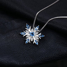 Load image into Gallery viewer, JewelryPalace Snowflake Genuine Swiss Blue Topaz Solid 925 Sterling Silver Pendant Necklace 18 Inches Box Chain