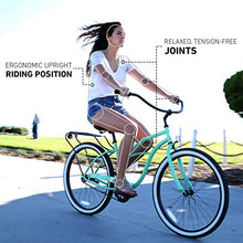 Load image into Gallery viewer, sixthreezero Around The Block Women's Single-Speed Beach Cruiser Bicycle, 24" Wheels, Mint Green with Black Seat and Grips