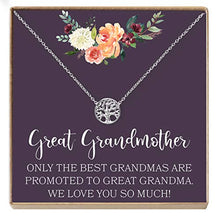 Load image into Gallery viewer, Dear Ava Great Grandmother Gift Necklace: Great Grandma to Be, Generations, Gift Idea, Tree (Silver-Plated-Brass, NA)