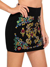 Load image into Gallery viewer, SheIn Women's Casual Floral Embroidered Bodycon Short Mini Skirt Burgundy XS