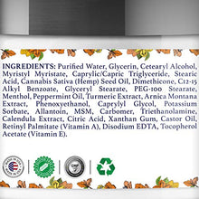 Load image into Gallery viewer, Hemp Cream for Pain, Sore Muscle and Joints by Jasmine’s Herb Garden - 12,000 mg Complex with Peppermint, MSM and Turmeric - Soothes Muscles, Relieves Inflammation - 4 oz