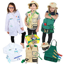 Load image into Gallery viewer, Born Toys Dress Up & Pretend Play 3-in-1 Premium Kids Costumes Set - Washable Kids Dress Up Clothes for Play - Scientist, Explorer & Gardener as Dress Up Clothes for Little Girls & Boys Ages 3-7