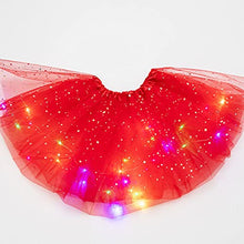 Load image into Gallery viewer, Women's LED Skirt Luminous Star Ballet Tutu Skirts Layered Mesh Tulle Skirt Light Up Dance Skirts Elastic Princess Skirt Party Carnival Costume (Red)
