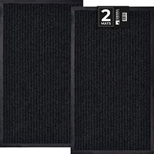 Load image into Gallery viewer, Sierra Concepts 2-Pack Front Door Mat Ribbed Black - Indoor Outdoor Floor Doormat Rug Entryway Welcome Mats - Entrance Shoe Scraper, Entry Inside Outside Garage Traffic Utility Porch Area, 30" x 17"