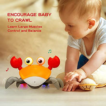 Load image into Gallery viewer, ZONICE Orange Crawling Crab Baby Toy with Music and LED Light Up for Kids, Toddler Interactive Learning Development Toy with Automatically Avoid Obstacles, Build in Rechargeable Battery
