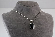 Load image into Gallery viewer, Sterling Silver 925 Black Onyx Oval Pendant Necklace 16+2 inches Chain - Elegant Gift Box
