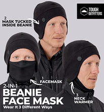 Load image into Gallery viewer, Helmet Liner Beanie with Mask - Cycling, Running, Motorcycle & Construction Fleece Winter Hat Skull Cap. Thermal Headwear Ear Warmer. Cold Weather Gear for Hard Hats & Football, Ski, Snowboard Helmets