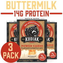 Load image into Gallery viewer, Kodiak Cakes Protein Pancake Power Cakes, Flapjack and Waffle Mix, Buttermilk, 20 Ounce (Pack of 3)
