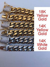 Load image into Gallery viewer, Men's Miami Cuban Link Chain - Iced Diamond Clasp - Iced Men's Heavy Chain 18"-30" - 14k 18k Yellow Gold Over Stainless Steel - Never Changes Color - BEST QUALITY