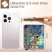 Load image into Gallery viewer, APHISON Womens Wallet, Slim Small Wallet for Women RFID Wallet Women Cartoon Microfiber Leather with ID Credit Card Holder Zipper Coin Pocket Bifold Compact Wallet Peacock