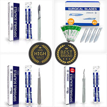 Load image into Gallery viewer, Pack of 15 Surgical Blades 10 and Stainless Steel Scalpel Handle, Size 10 Scalpel Blades with Handle, High Carbon Steel Dermablade Surgical 10 Blades with Stainless Steel Handle