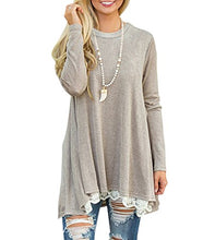 Load image into Gallery viewer, WEKILI Women's Tops Long Sleeve Lace Scoop Neck A-line Tunic Blouse Floral White XL/US 16-18