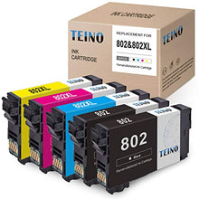 Load image into Gallery viewer, TEINO Remanufactured Ink Cartridge Replacement for Epson 802 802XL T802 T802XL use with Epson Workforce Pro WF-4734 WF-4740 WF-4730 WF-4720 EC-4040 EC-4030 (Black, Cyan, Magenta, Yellow, 5-Pack)