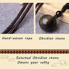 Load image into Gallery viewer, Natural Gold Obsidian Onyx Pendant Rainbow Eyes Beads Lucky Blessing Necklace (16mm)