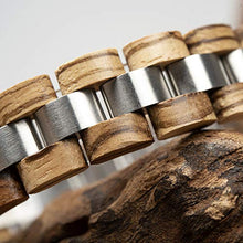 Load image into Gallery viewer, BOBO BIRD Mens Wooden Bracelet Stylish Wood & Stainless Steel Combined Wooden Bangle Jewelry Great Gift for Men (S05-3)