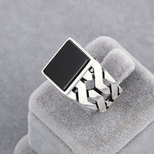 Load image into Gallery viewer, chimoda Mens Silver Ring with Black Onyx Stone in 925 Sterling Turkish Handmade Jewelry Men’s Rings (10)
