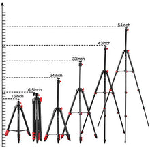 Load image into Gallery viewer, Fufly Phone Tripod, Adjustable Tripod for Phone & Camera, 54in Travel Video Tripod Phone Stand with Bluetooth Remote & Smartphone Holder Fit iPhone Xs/Xr/Xs Max/X/8/Galaxy/Huawei/Samsung/GoPro Camera
