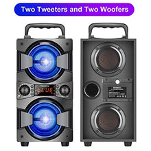 Load image into Gallery viewer, 60W Bluetooth Speakers Portable Wireless Speaker with Double Subwoofer Heavy Bass, FM Radio, Microphone, Lights, Remote, EQ, Loud Stereo Sound System Speaker for Home Outdoor Party Camping (1MIC)