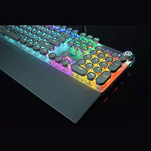 Load image into Gallery viewer, Retro Steampunk Gaming Mechanical Keyboard, Metal Panel, Black Switches, LED Backlit,USB Wired,Hand Rest,Typewriter-Style Round Keycaps,for Game and Office,for Computer Laptop Desktop PC(2088-White)