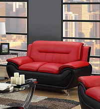 Load image into Gallery viewer, GTU Furniture Contemporary Bonded Leather Sofa & Loveseat Set (Sofa and Loveseat, Red and Black)