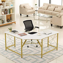 Load image into Gallery viewer, Mr IRONSTONE L-Shaped Desk 59" Computer Corner Desk, Home Gaming Desk, Office Writing Workstation, Space-Saving, Easy to Assemble(White Marble)