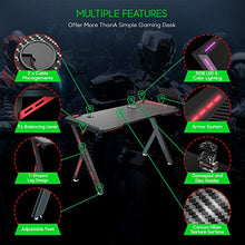 Load image into Gallery viewer, SOViD Gaming Desk with LED RGB Lights 47 Inch PC Computer Desk Y Shaped Gamer Setup Accessories for Sons' Gift Game Table Gamer Handle Rack Cup Holder & Headphone Hook Black