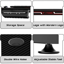 Load image into Gallery viewer, Vitesse 55 inch Gaming Desk Racing Style Computer Desk with Free Mouse pad, T-Shaped Professional Gamer Game Station with USB Gaming Handle Rack, Cup Holder & Headphone Hook (Black)