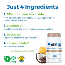 Load image into Gallery viewer, Waxhead Biodegradable Sunscreen Stick - Kids Sunscreen Stick, Reef Safe Sunscreen Waterproof, Coral Reef Safe Sunscreen, Zinc Sunscreen Stick for Kids, Mineral Sunscreen Stick, Sun Screen Protector for Face (Tinted)